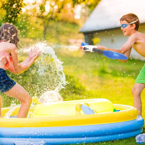 Miniatura 3 de SainSmart Jr. Pistola de agua para niños, juguete de arco con gafas de natación, juegos de lanzador súper remojador, actividad de verano al aire