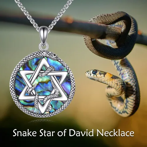 Miniatura 6 de KQF Collar con dije de estrella de David S925 de plata esterlina hexagrama gótico de huesos para hombre