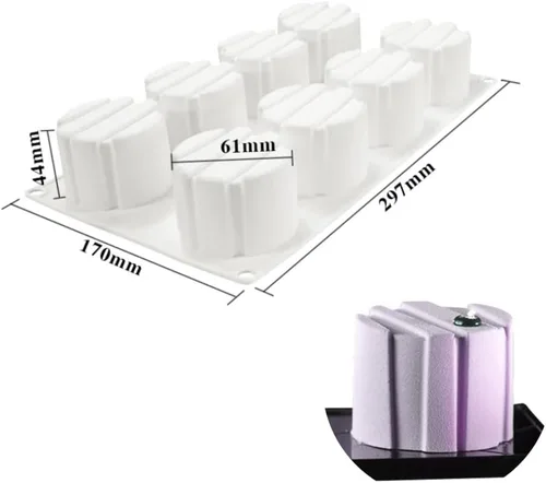 Miniatura 2 de Molde de silicona antiadherente 3D con forma cuadrada de cilindro pequeño, 8 agujeros, para pastelería DIY, gelatina, magdalenas, mousse, helado