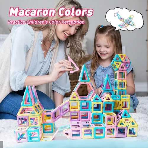 Miniatura 4 de MAGBLOCK Juego de Bloques de Construcción Magnéticos, Juguetes de Azulejos Magnéticos Mejorados para Niñas de 3 4 5 6 7 8+ Años, 103 piezas Juguetes