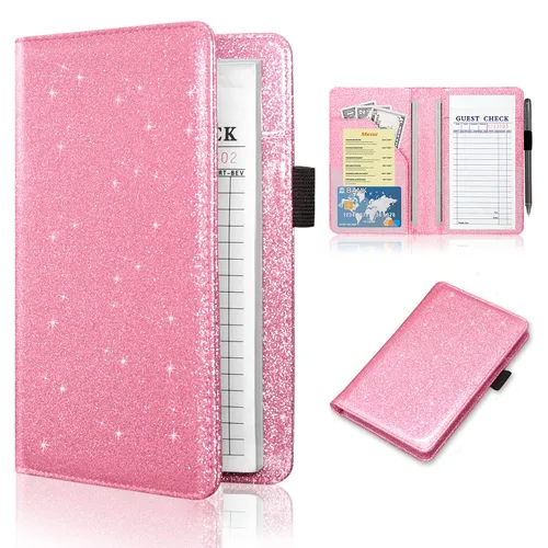 Miniatura 14 de ACdream - Libretas de servicio para camarera, libreta de anotación de comensales, lindo organizador de piel y cartera para dinero, para presentar AB
