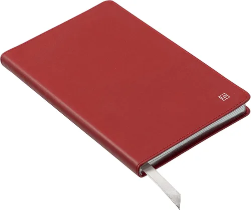 Miniatura 2 de Cuaderno de escritura clásico de cuero, tapa blanda, rayado estrecho, tabla de contenido y páginas numeradas Britannica Rojo