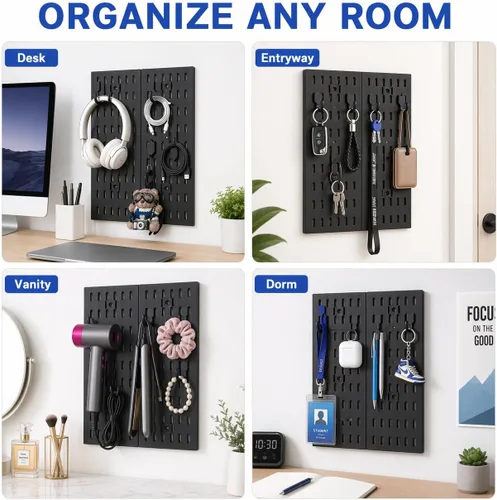 Miniatura 5 de Organizador de pared de tablero perforado: sistema modular para configuración de juegos, soluciones de almacenamiento de oficina y cocina que crean