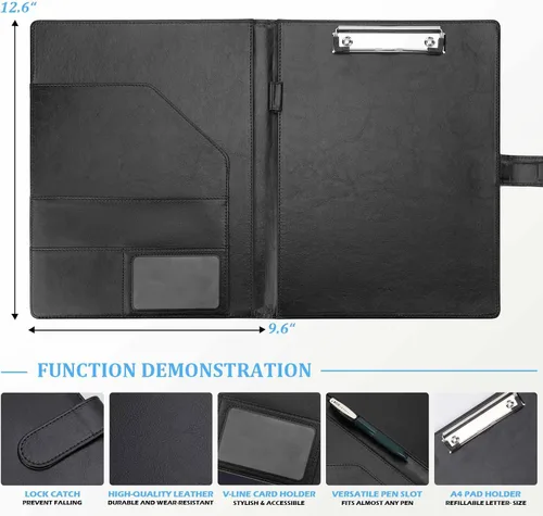 Miniatura 3 de Tiankool Padfolio Carpeta Portafolio Archivador - Carpeta Portafolio de Cuero Sintético con Cubierta para Portabloc A4, Portafolio de Negocios