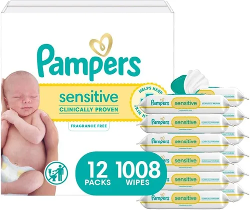 Miniatura 18 de Pampers Toallitas para bebés sensibles, a base de agua, hipoalergénicas y sin perfume, 504 en total (6 paquetes abatibles)