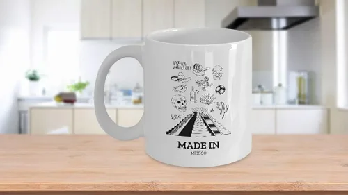 Miniatura 3 de EzGift Taza hecha en México, regalo linda para el orgullo mexicano, bandera patriótica de país, orgullosa, divertida, pirámide maya, taza de café