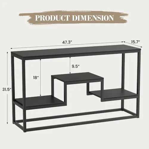 Miniatura 2 de YOUDENOVA Soporte de TV para televisores de hasta 55 pulgadas, mesa consola de TV con estantes de almacenamiento abiertos de 3 niveles, moderno Negro