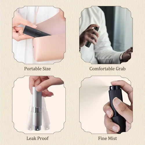 Miniatura 7 de LISAPACK Botella atomizadora de perfume de 0.3 fl oz, 1 pulverizador de colonia de viaje recargable, mini dispensador de perfume portátil vacío Rosa