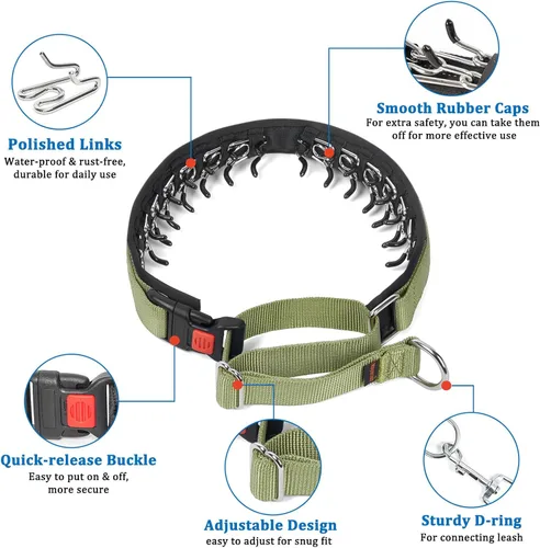 Miniatura 3 de Mayerzon Collar de Perro sin Tirones, Collar de Martingala Patentado para Perros Pequeños, Medianos y Grandes con Hebilla y Nylon Resistente
