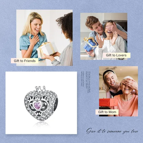 Miniatura 7 de Erizteya LoveHeart Charm for Bracelets 934 Sterling Silver Pendant for Womens Bracelets NecklacesHappy Birthday Mothers Day Jewelry Women Girls Gifts