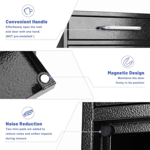 Miniatura 7 de KYODOLED Buzón de pared para exterior, cerradura de combinación, grande, negro Sturdy Steel, Anti-theft Large Drop Box, Ideal for Home, Office