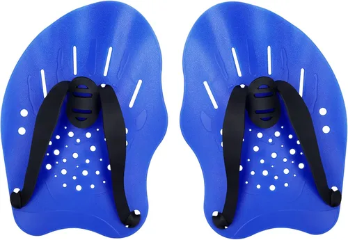Gasher Paletas de mano de natación contorneadas, paletas de entrenamiento de natación con correas ajustables y aletas de natación