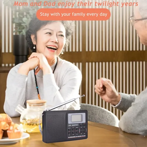 Miniatura 3 de Radio estéreo digital portátil AM/FM, sonido SW/LW/TV, sintonización digital, receptor de banda completa con reloj despertador, radio pequeña