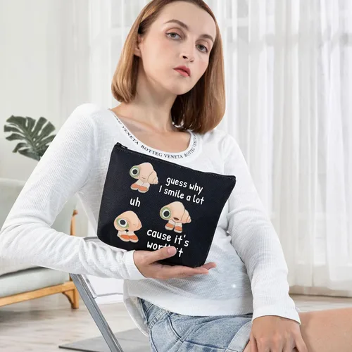 Miniatura 3 de BWWKTOP Marcel Fan - Bolsa de maquillaje cosmética The Shell Animation, regalos inspirados en la animación, adivina por qué sonríe mucho Uh Cause