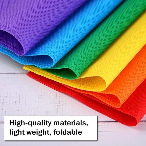 Miniatura 3 de Elcoho 30 bolsas de mano no tejidas arcoíris para fiestas, 8 x 8 pulgadas, rojo, naranja, amarillo, verde, azul, morado, boda, cumpleaños