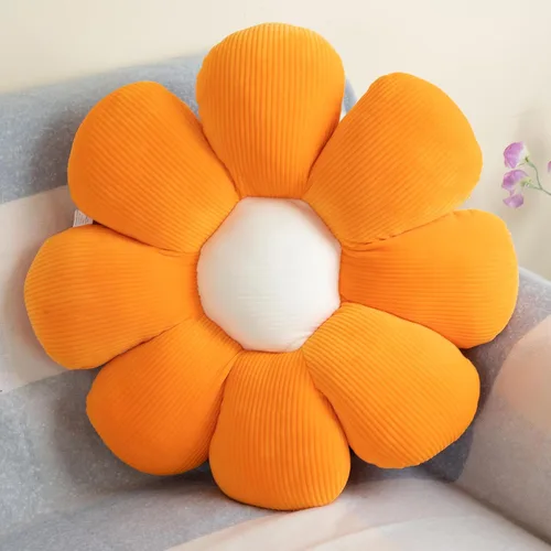 Linda almohada de suelo de margaritas, felpa verde, 15.7 pulgadas, decorativa para sofá cama 1 unidad naranja