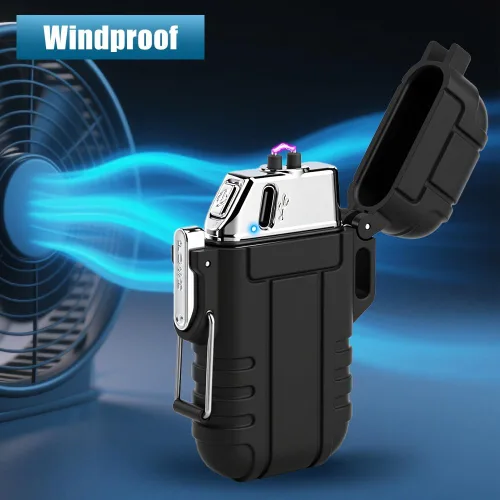 Miniatura 4 de LcFun Encendedor eléctrico USB C recargable de plasma resistente al viento, encendedores de arco sin llama, fósforos a prueba de agua para camping