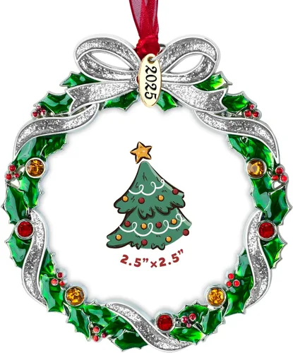 Miniatura 11 de Adorno para árbol de Navidad Marco de fotos Colgante de metal para fiestas Marco de fotos de 2.5 pulgadas Charm decorativo de mascotas, primera