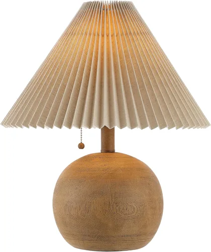 JONATHAN Y JYL1145A Aksel - Lámpara de mesa LED esférica escandinava costera de resina/hierro de 17.25 pulgadas con pantalla plisada y cadena de