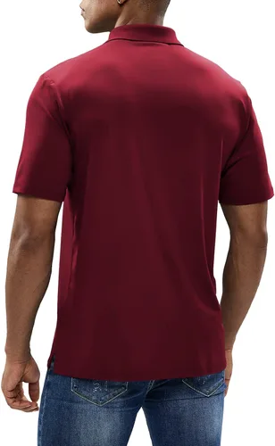 Miniatura 2 de MIER Polo de manga corta para hombre, protección solar, polo de golf, secado rápido