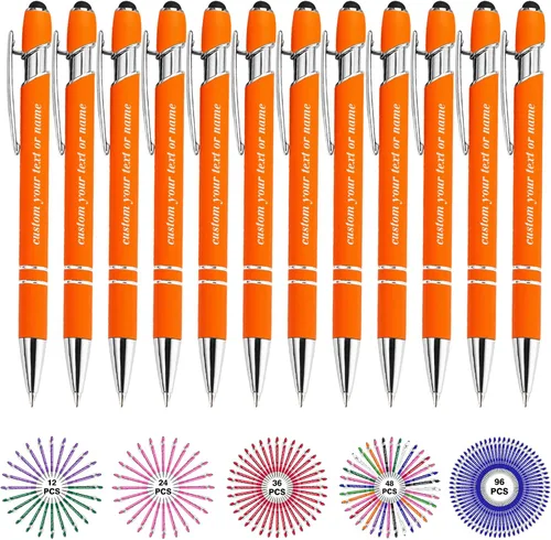 Miniatura 53 de Bolígrafos personalizados con nombre a granel, juego de bolígrafos personalizados, lápiz capacitivo grabado, logotipo, texto, regalo para negocios