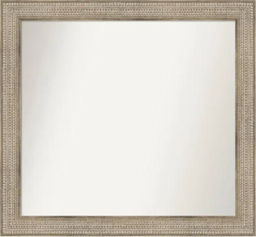 Miniatura 398 de Amanti Art Espejo de baño plateado para sobre fregadero, 26 x 26 pulgadas, espejo cuadrado de níquel pulido, marco de madera tradicional mediano, se