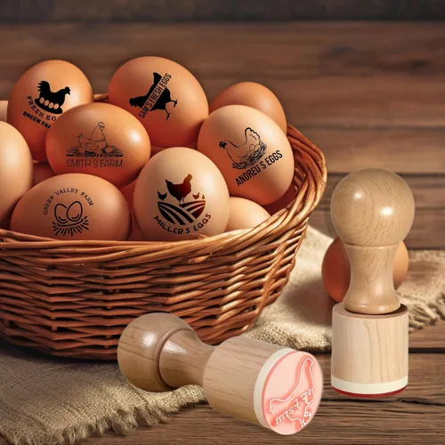 Sellos de huevos personalizados para sellos de huevos frescos | Sellos de madera personalizados de huevo de pollo con diseños únicos, marcado de