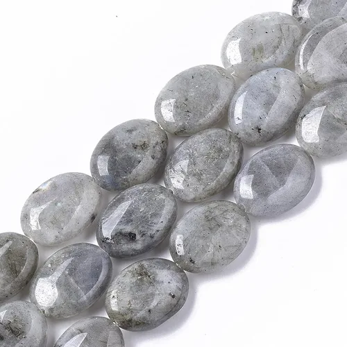 Miniatura 13 de Fashewelry 39 cuentas de piedra natural de jaspe aguamarina y terra, cuentas planas ovaladas de cristal curativo sueltas, de 0.394 x 0.315 in