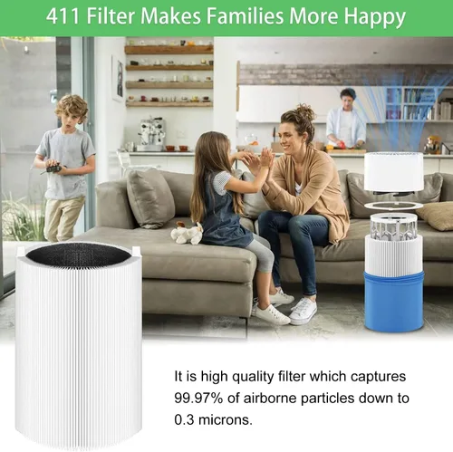 Miniatura 5 de Filtros de repuesto para Blueair Blue Pure 411 411+ Auto Mini, piezas con carbón activado silencioso, apto para filtro de mascotas más limpio