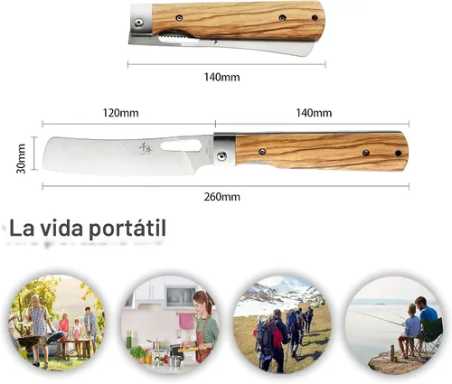 Miniatura 2 de SENBON Cuchillo de chef plegable de bolsillo ultra afilado de acero inoxidable 440A, cuchillo de utilidad para pelar, cuchillo de fruta, mango