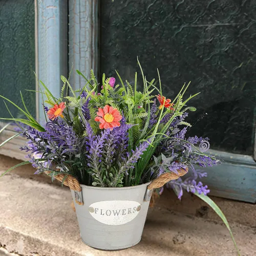 Miniatura 3 de Plantas Falsas Flores de Lavanda Morada Hierba Falsa con Maceta Decoraciones de Fiesta 10" de Alto Planta Artificial Estética para Hogar Oficina