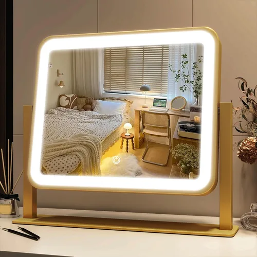 Miniatura 36 de FENNIO - Espejo de tocador con luces, espejo de maquillaje iluminado LED, pantalla táctil con 3 modos de iluminación, regulable, para mesa