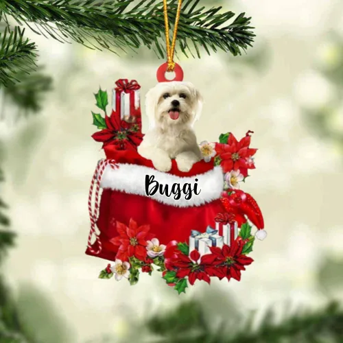 Miniatura 12 de Perro Akita Inu personalizado en bolsa de regalo, adorno de Navidad, nombre personalizado, regalo para amantes de los perros, familia, Navidad