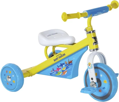 Dynacraft Triciciclo Baby Shark para niños, diseño divertido y colorido, resistente y seguro, perfecto para niños pequeños que aprenden a montar,