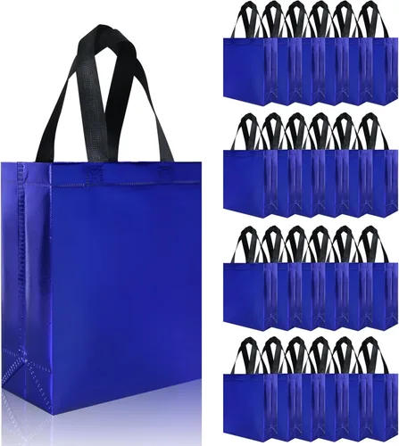 Miniatura 15 de cabzymx 18 bolsas de regalo pequeñas azul brillante, 8 x 3.9 x 9.8 pulgadas, bolsa de regalo reutilizable a granel con base resistente, bolsas