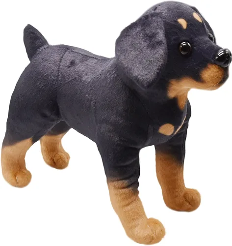 Miniatura 2 de Juguete realista de peluche para perro Rottweiler, juguete de peluche de simulación, súper realista, los perros negros actúan como verdaderos