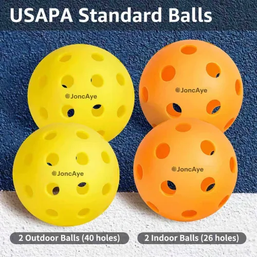 Miniatura 8 de JoncAye Pickleball Paddles Set of 4 or 2, USAPA Approved Fiberglass Rackets with Outdoor Indoor Balls, Bag, Overgrip, Lightweight for Family, Azul