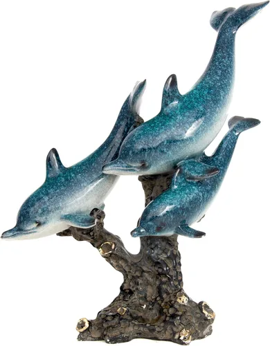 Estatua de tortuga marina triple tortugas nadando sobre una base de arrecife de coral, decoración de coral marino para colección de mesa del hogar