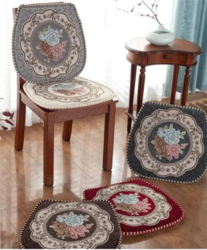 Miniatura 3 de EORNOW Juego de cojines para silla de comedor con lazos, juego de 1/2/4, almohadillas antideslizantes para silla de comedor con funda extraíble