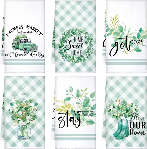 Miniatura 19 de Set de 6 toallas de cocina lavanda púrpura con flores, paños de cocina rústicos absorbentes, toallas de mano lavanda para té, de 24 x 16 pulgadas