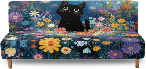 Miniatura 12 de Fundas para sofá cama con estampado de vaca marrón girasol con bandas elásticas para el hogar, sala de estar, fácil de instalar, antideslizante