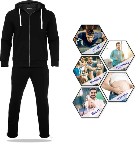 Miniatura 5 de Xmgelp Conjunto deportivo con capucha para hombre de 2 piezas, casual, con cierre completo