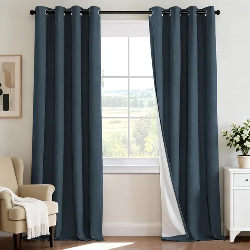 Miniatura 38 de H.VERSAILTEX - Cortina opaca 100 % de lino de 108 pulgadas de largo para dormitorio, con aislamiento térmico, lino texturizado, ahorro de energía