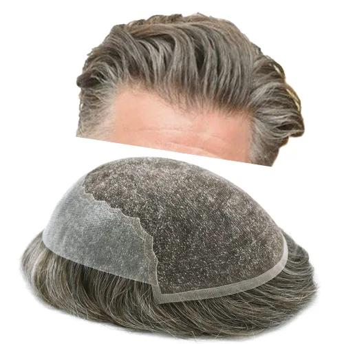 Miniatura 107 de Toupee - Sistemas de reemplazo de cabello para hombre, encaje frontal suizo, nudo blanqueado, pieza de cabello humano natural 1# negro azabache, 8 x