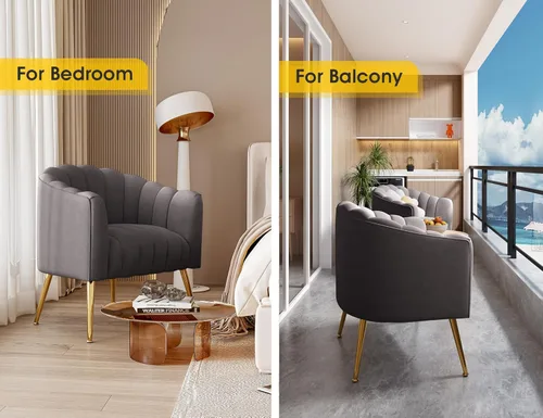 Miniatura 5 de Dewhut Silla decorativa de calabaza de gran tamaño, modernas y cómodas sillas tapizadas de terciopelo, sillón individual de lujo para sala de estar