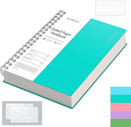 Miniatura 23 de EMSHOI Cuaderno de espiral A4, diario punteado de viñetas, 11.2" X 8.27", 300 páginas/150 hojas, papel de cuadrícula de puntos de 100gsm, tapa
