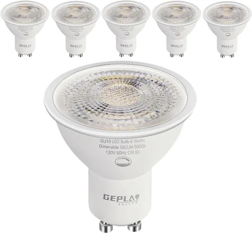 Miniatura 10 de GEPLAD Paquete de 6 bombillas LED GU10 regulables 6W 582LM, reemplazo de halógeno de 50W, foco de 38 grados 2700K blanco cálido para cocina, campana