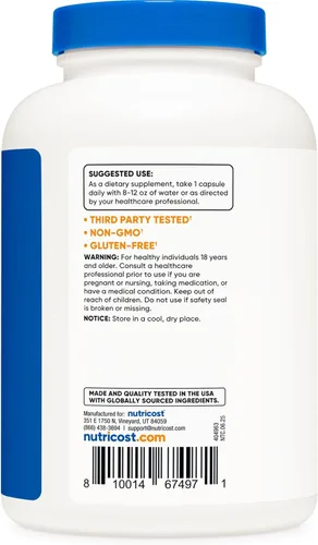 Miniatura 4 de Nutricost Suplemento de cápsulas de taurina de 1000 mg, 240 cápsulas por botella, sin OMG y sin gluten