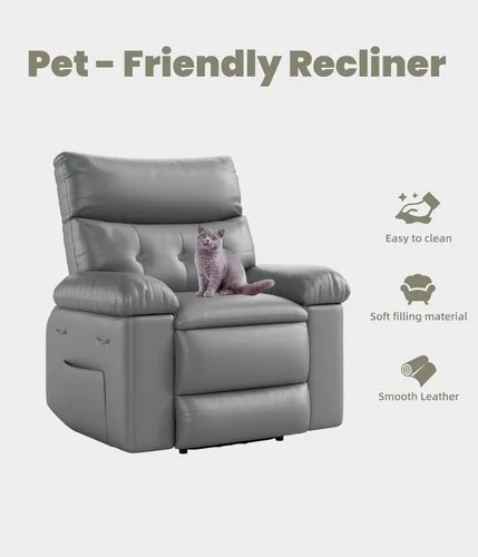 Miniatura 5 de GarveeHome Silla reclinable extra grande - Silla reclinable manual de piel sintética PU para adultos, silla perezosa con brazo y respaldo de esponja