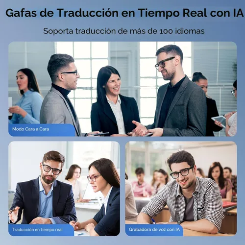 Miniatura 3 de Lentes inteligentes AI con cámara, gafas de grabación de video 1080P, gafas de cámara de 8 MP, traducción en tiempo real, asistente de voz AI